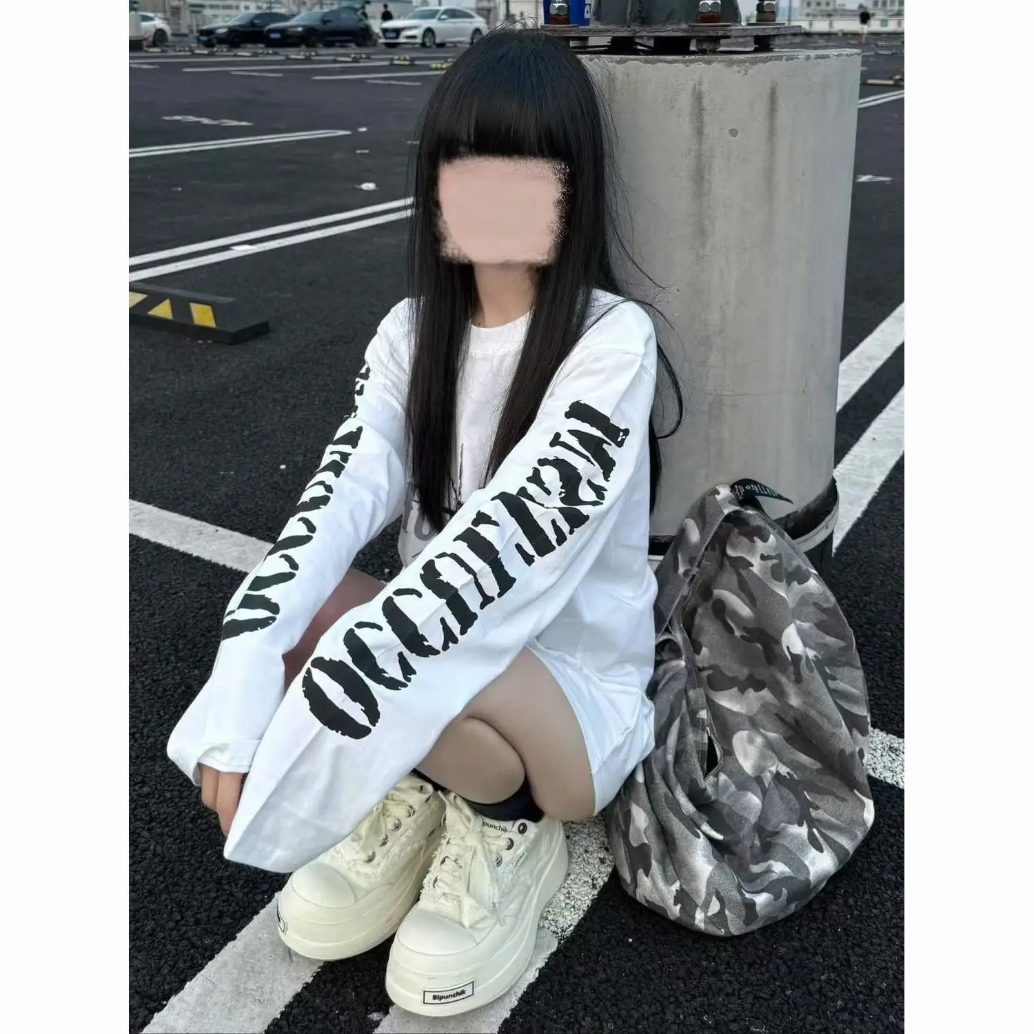 Cotton T-Shirt Long Sleeve Graphic Letter Print Tops Harajuku Subculture Dark Gothic Punk Style Streetwear Casual Couple Clothes