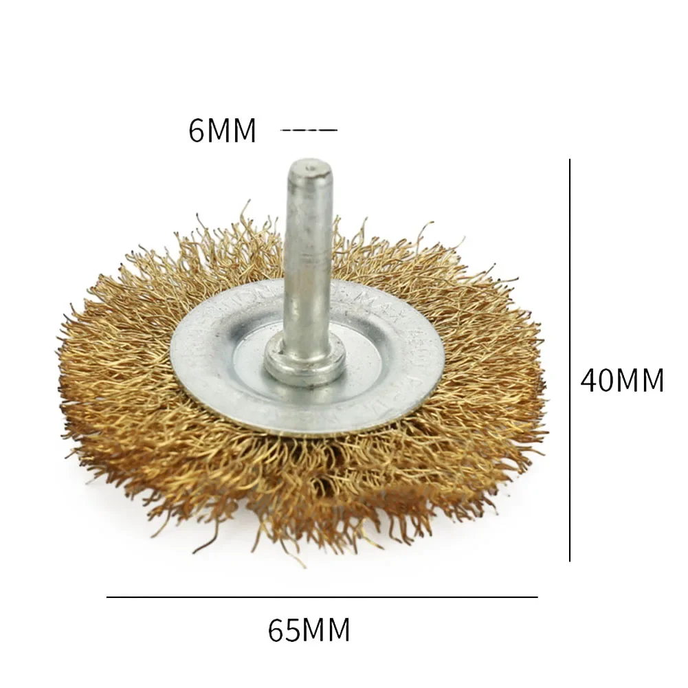 38-100mm Wire Wheel Brush 6mm Shank Copper Plating Stainless Steel Wire Wheel Brush Grinder Rotary Tool T-shaped Brush Parts