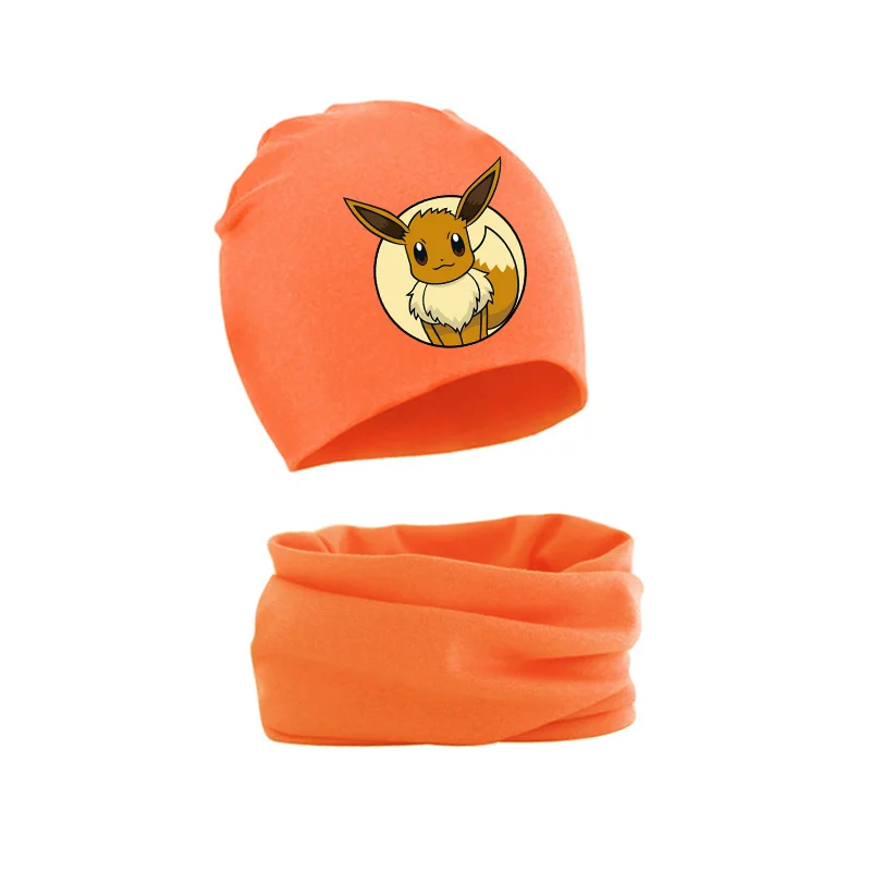 Pikachu Winter Hat Pokemon Shield SET Candy Color Soft Woolen Cap Collar Suit Baby Winter Warm Cold-proof Wool Children Present