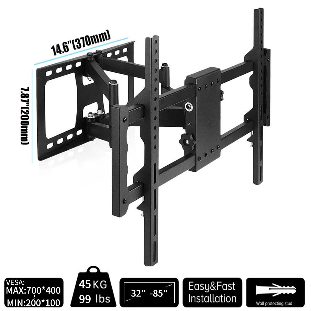 Full Motion TV Wall Mount Tilt Swivel TV Bracket with Dual Arms for 32-85 Inches LED LCD