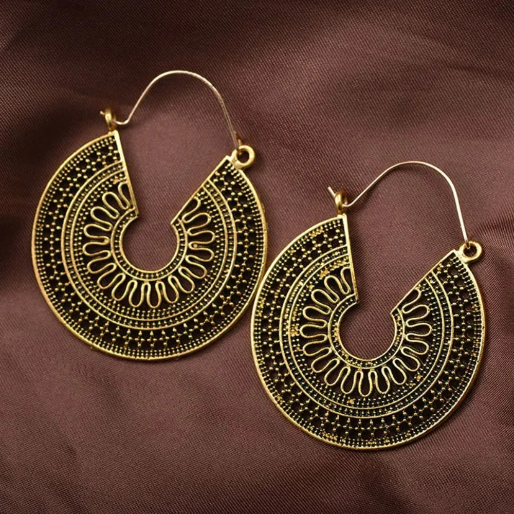 SUMENG 2024 New Vintage Ethnic Hollow Flower Gypsy Dangle Trible Drop Earring for Women Indian Fashion Jewelry Gifts