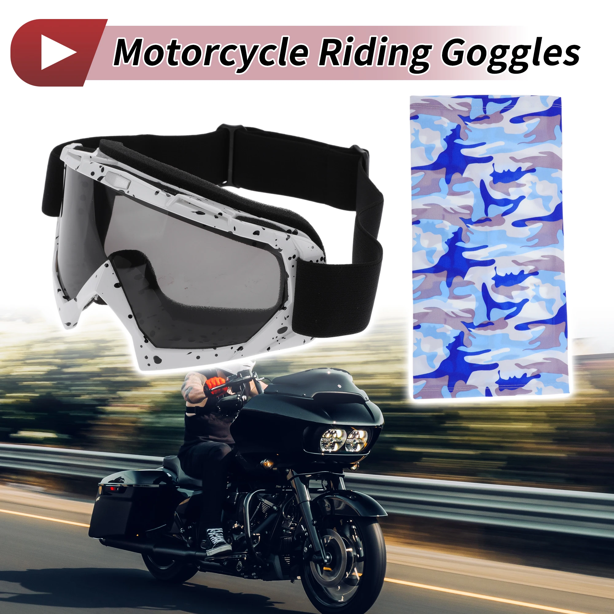 

X Autohaux 1 комплект мотоциклетных очков для верховой езды, серые линзы, белая, черная оправа, велосипедные солнцезащитные очки для ПК