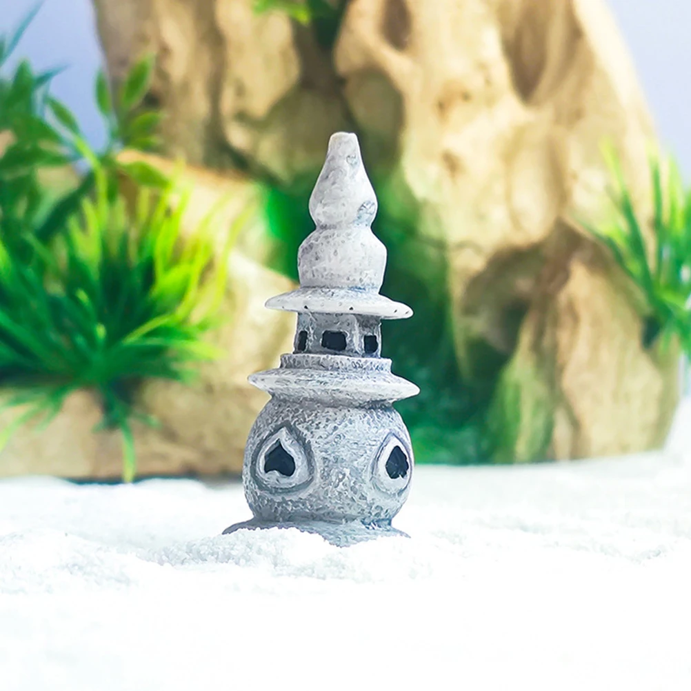 

2pcs Mini Pagoda Statue Decorations Light Grey Resin Material naments Garden Bonsai L Home Outdoor Decor