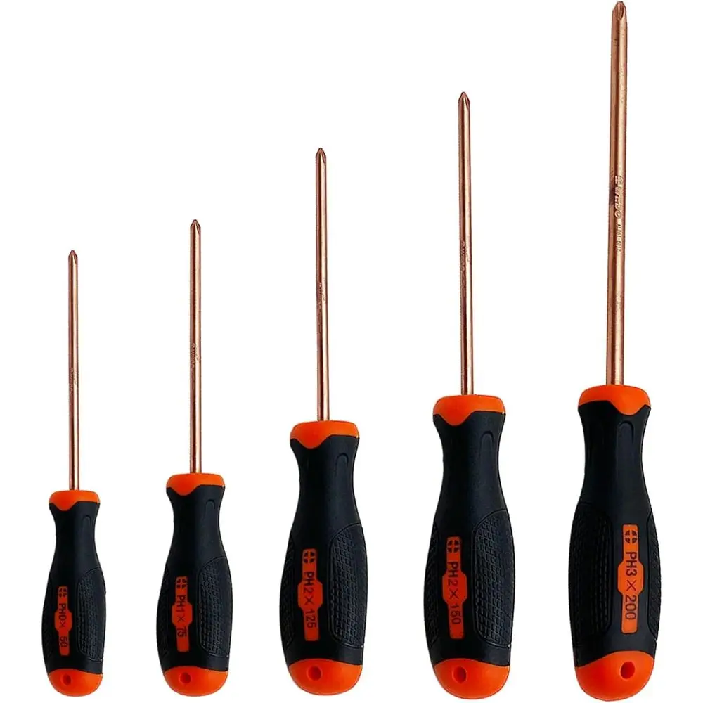 

Non-Sparking 5-Piece Phillips Screwdriver Set with Beryllium Copper Tips and Fiberglass Handles
