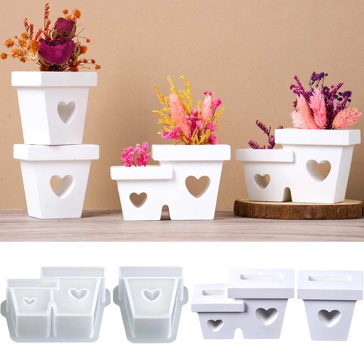 Love Hollow Plug-in Vase Silicone Mold DIY Handmade Flower Arrangement Apparatus Plaster Resin Craft Mold Home Decor Supplies