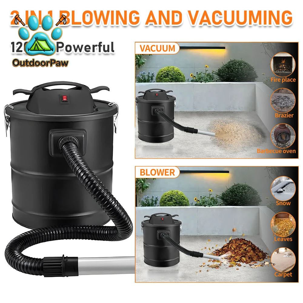 20L Heavy Duty Ash Vacuum Cleaner Electric Ash Extractor for Wood Stove, Fireplace & Pellet Stove, with Hose & Nozzle