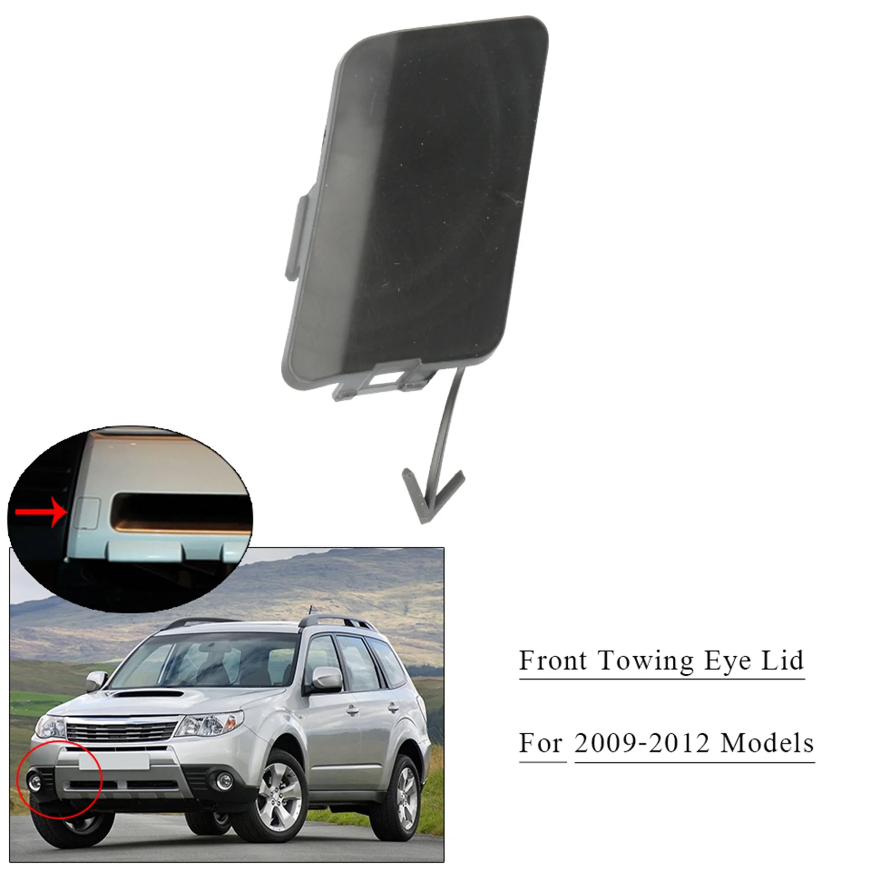 Front Bumper Tow Hook Cover Trailer Trim Cover Unpainted for Forester 2009-2012