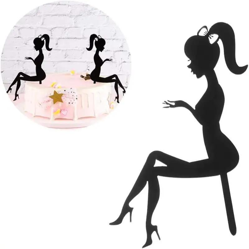 6PCS High Heel Girl Elegant Woman Silhouette Pattern Cake Topper Attractive Creative Cupcake Toppers Dessert Picks For Wedding