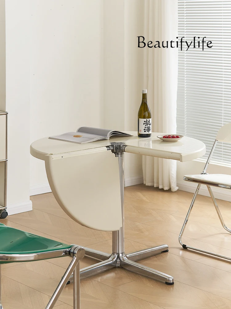 

Medieval foldable multi-functional round table designer semi-round dining table household small apartment coffee table