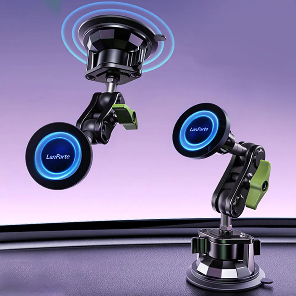 Magnetic Car Phone Holder 360° Rotation Metal Phone Holder Suction Cup Car Phone Mount for iPhone Samsung All Smartphone