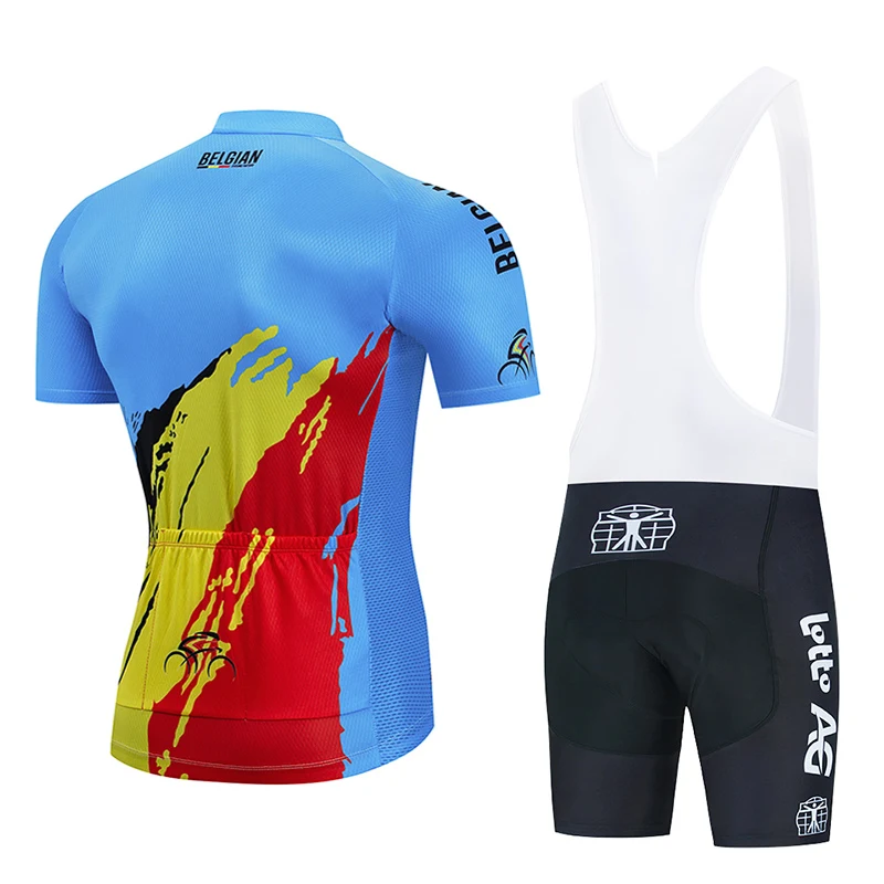 2023 Team Belgium Cycling Jerseys Bib Set MTB Shirt Bicycle Clothing Summer Quick Dry Bike Wear Men's Short Maillot Sports Suit