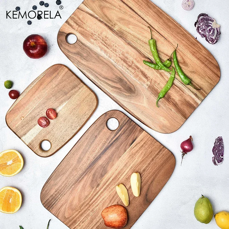 1PC Acacia Wood Cutting Board Home Kitchen Vegetable Meat Cutting Board Fruit Cutting Board Outdoor Camping Portable Accessories