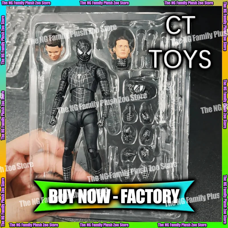 

In-Stock Ct Toys Spiderman Tobey Maguire Black Suit Version Symbiote Figure Spider-Man Anime Action Figure Figurine Gifts Toys