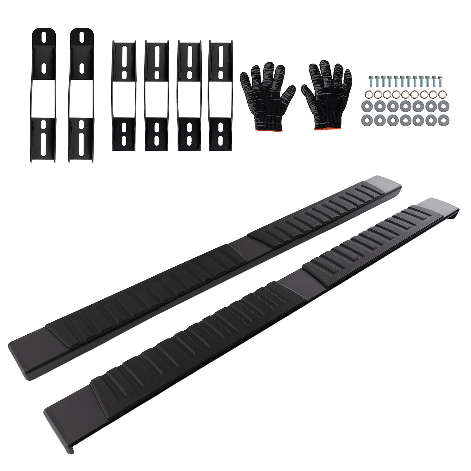 

Черные пороги-подножки для Toyota Tundra Double Cab 2007-2021, алюминий+АБС