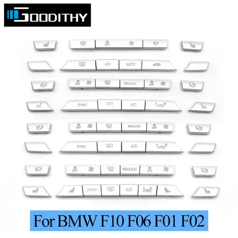 실버 온도 조절 캡 대시 보드 에어컨 버튼 장식 커버 트림, BMW 5 6 7 시리즈 F10 F01 F02 F06 530