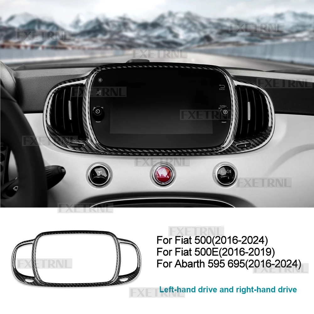 

7-дюймовая навигационная рамка из настоящего твердого сухого углеродного волокна, наклейка для Fiat 500E 2016-2019 Abarth 595 695 Fiat 500 2016-2024 LHD RHD Car
