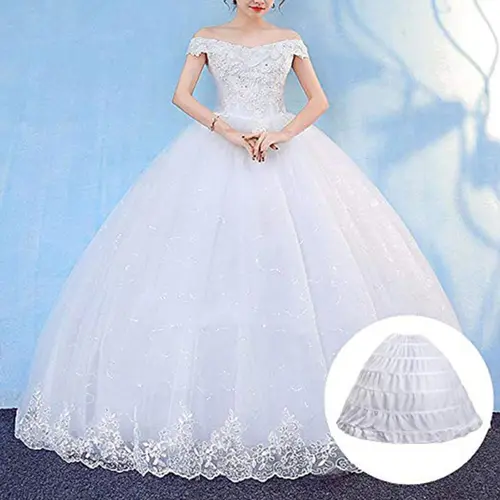 Imagen 2 del producto 6 aro 3 aro 8 HoopCrinoline negro blanco enagua larga de boda vestido de baile enagua falda media resbalones accesorios de boda