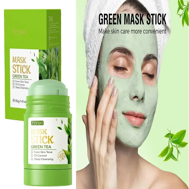 Green Tea Solid Face Mask Stick Cleansing Brightening Moisturizing Oil Control Masks Pores Purifying Facial Skin Care