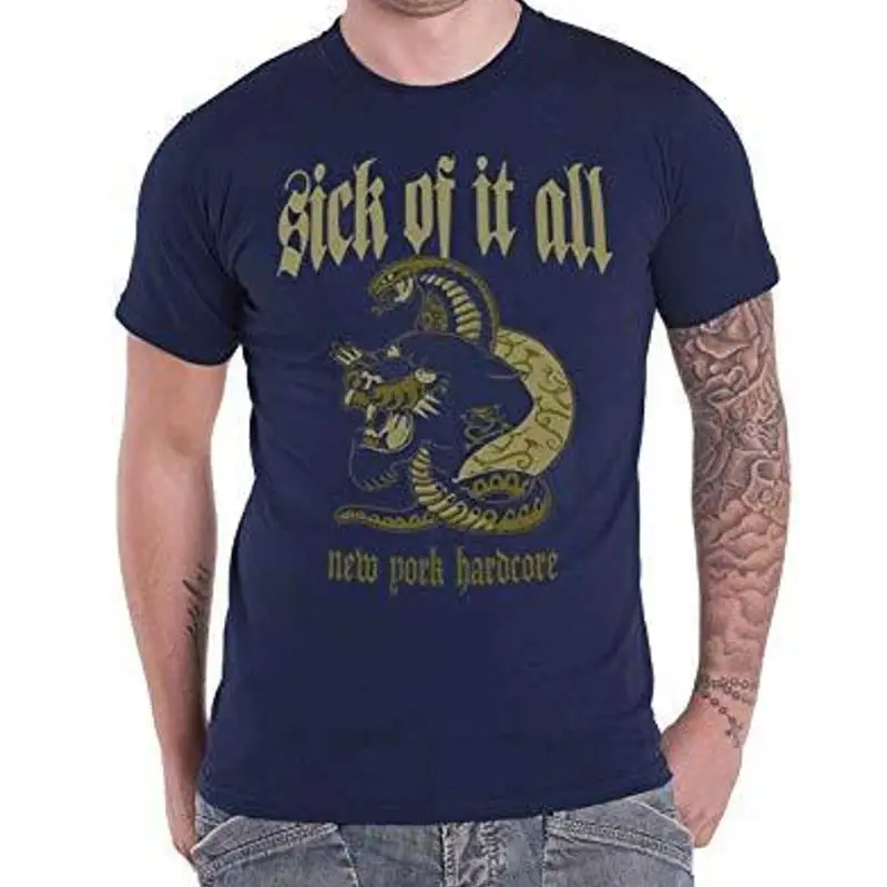 

Темно-синяя одежда Sick Of It All Panther, размер S, новая футболка 18 D66Z