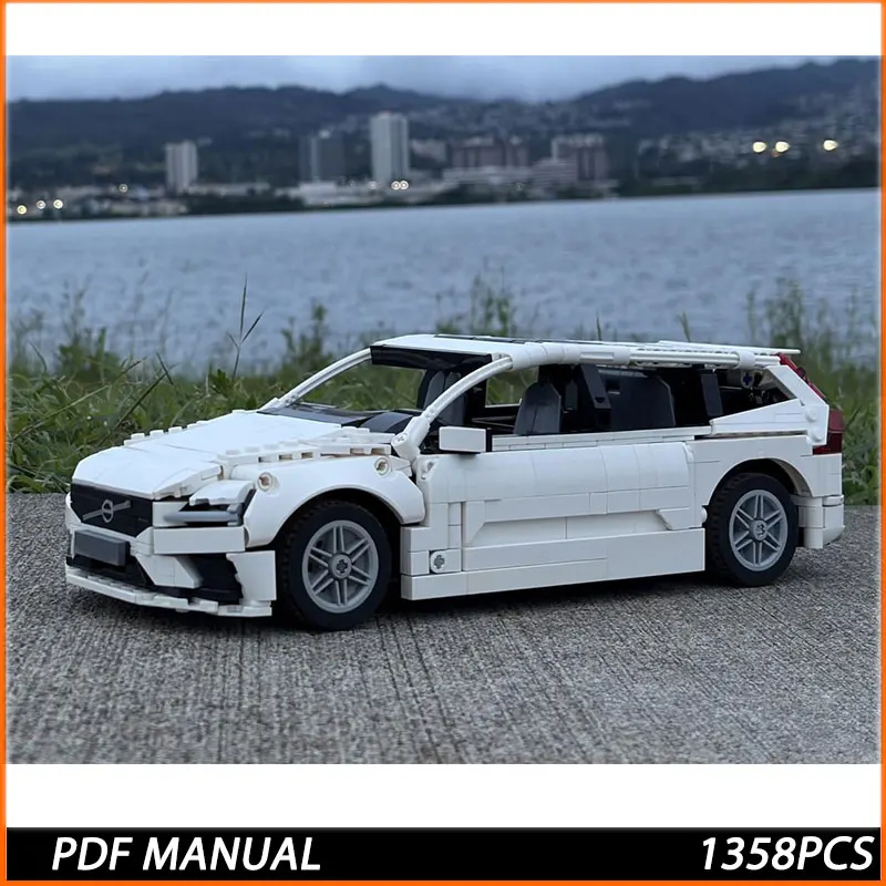 

Technical Car City Speed Sports White MOC Creative Racing Car Building Blocks Garage V60 AWD Vehicle Toys 1358PCS