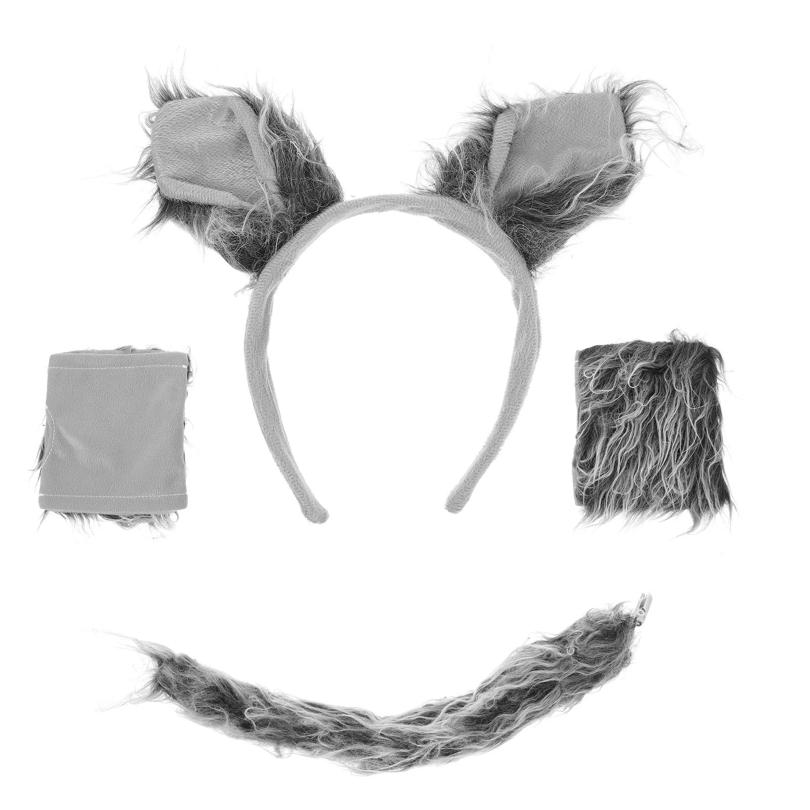 1 conjunto de adereços para fantasia de lobo, orelhas de lobo, bandana, luvas de cauda, cosplay, acessórios de fantasia de animal para festa, performance de palco, dia das bruxas