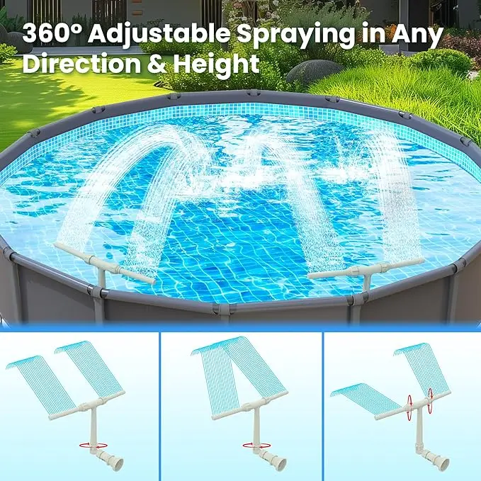 Adattatore per testine per irrigatore a cascata a doppio spruzzo per spruzzatore a cascata per piscina regolabile per accessori per piscine interrate