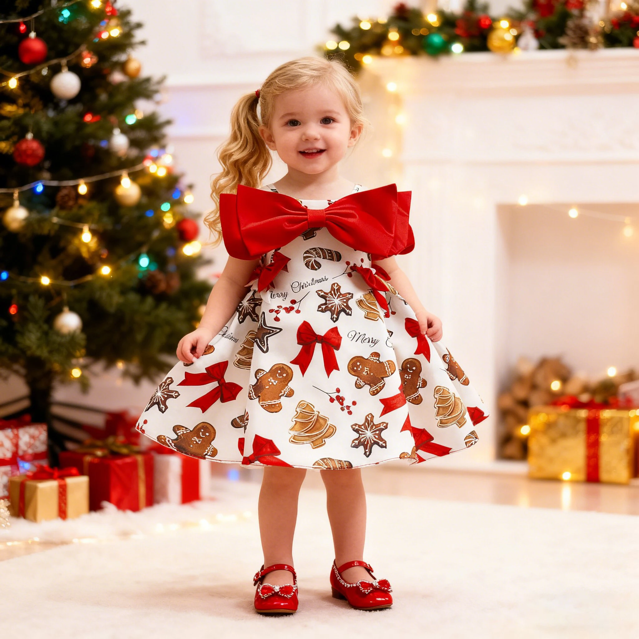 

Elegant Bow Christmas Baby Party Girls Dress Toddler 1st Birthday Wedding Dresses for Baby Girl New Years Prom Carnival Costumes