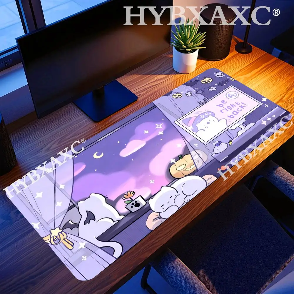 

HYBXAXC Cute white cat and Halloween design Mouse Pad Gaming mats rubber anti-slip Durable desk accessories Keypad desktop pads