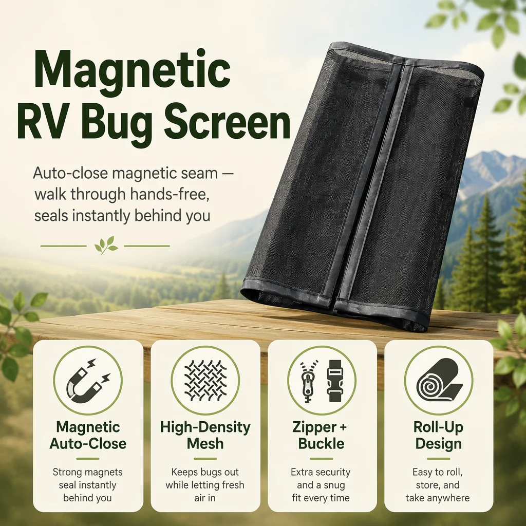 RV Magnetic Door Bug Screen for Sprinter Transit ProMaster Ducato VW T5 T6 Mosquito Net Sliding Door Insect Screen Curtain