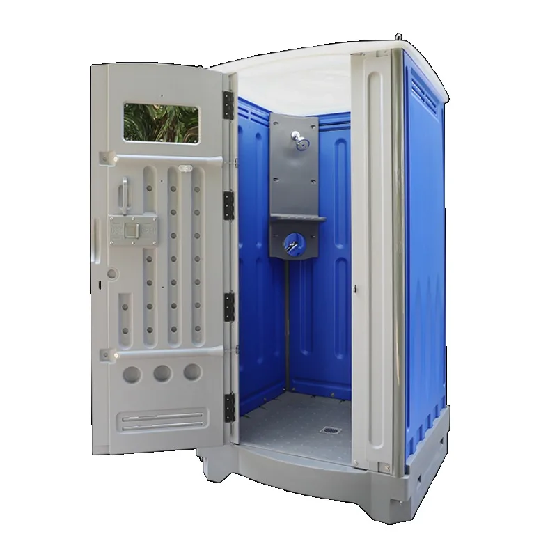 Heavy-duty plastic portable shower enclosure, mobile outdoor, suitable for construction sites, with quick installation design
