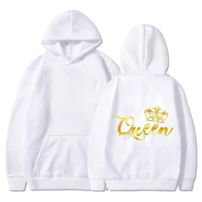 New King Queen Hoodies Pullover Unisex Couples Hooded Sweatshirt Harajuku Streetswear Long Sleeve Valentine's Day Hoodie