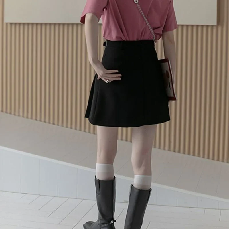 Women High Waisted Pleated Skirt Korean Fashion Irregular Spliced A-line Skirts Female Spring Summer New Streetwear Short Skirt