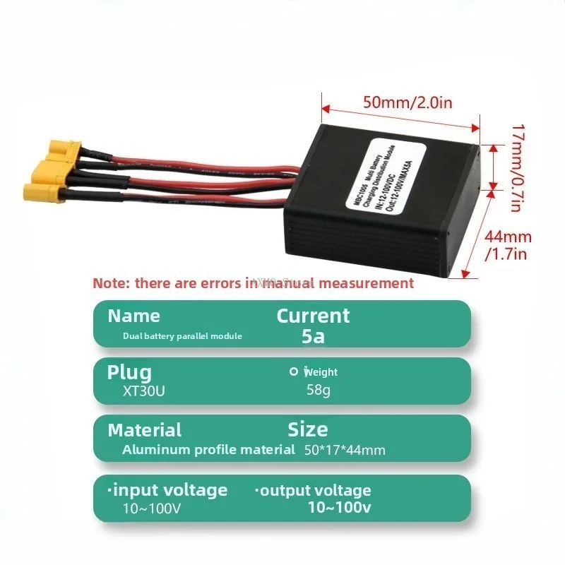 1pc Electric Scooter Double Battery Discharge Converter DualBattery Parallel for 2 Lithium Battery Parallel Module 10-100V 5A