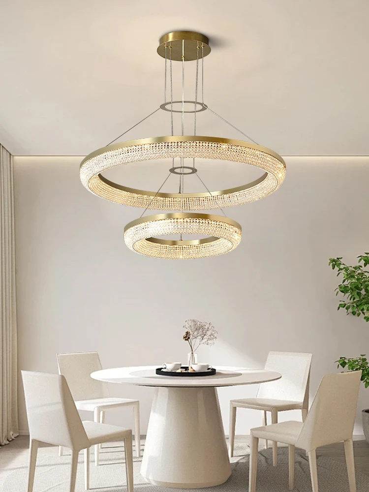 

Nordic Crystal Beads Ceiling Pendant Light Led Home-appliance Oval Brushed Gold Pendant Light for Living Room Dining Table
