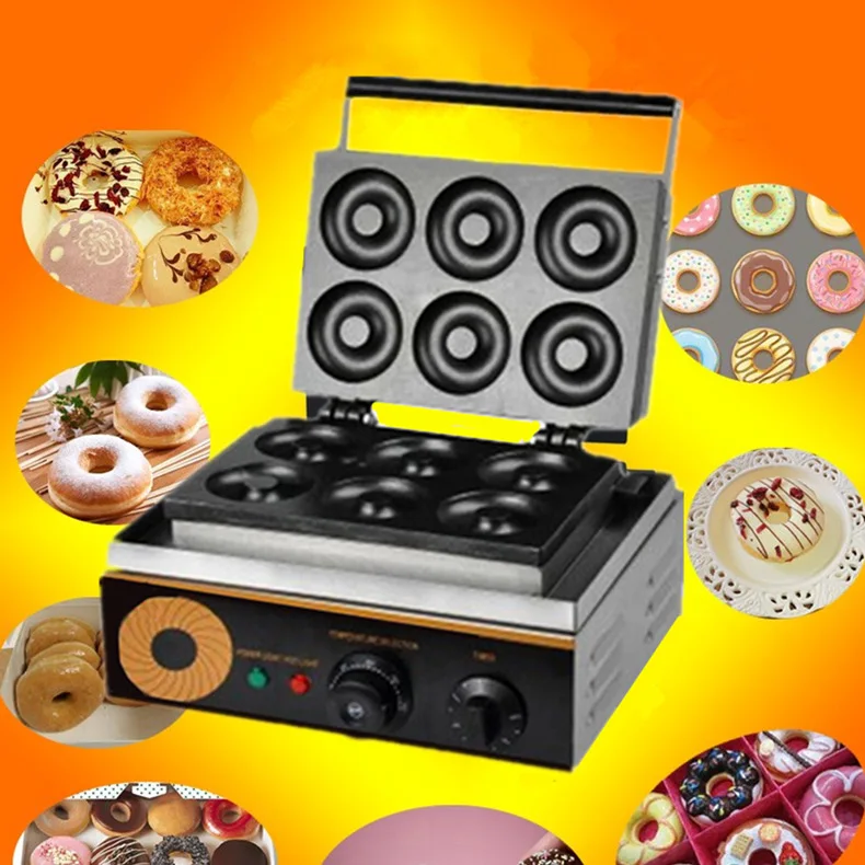 6 holes Electric Donut Maker Commercial Electric Cake Making Machine Round Cake Maker Non-stick Donut Machine