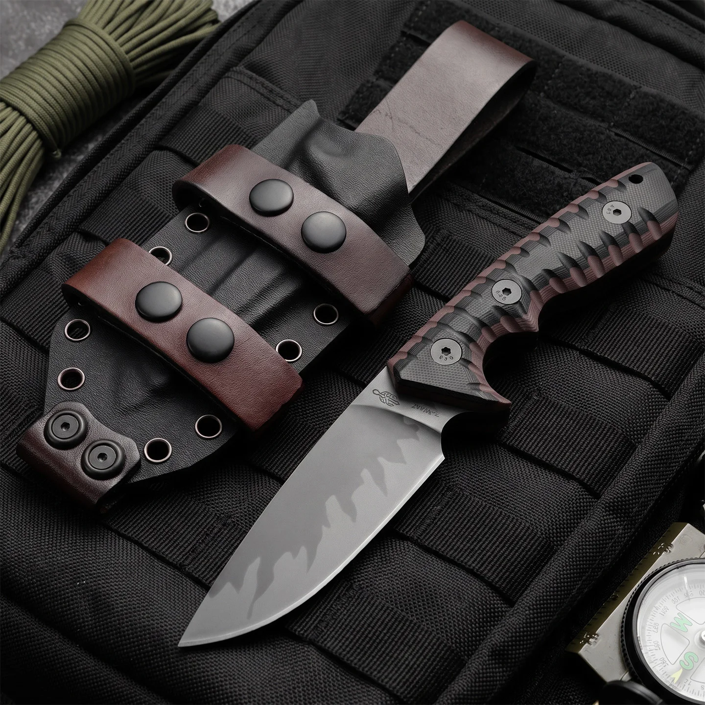 ML-M27 Small Straight Integrated Steel Knife G10 Dual-Colored Handle for Rock Climbing And Camping