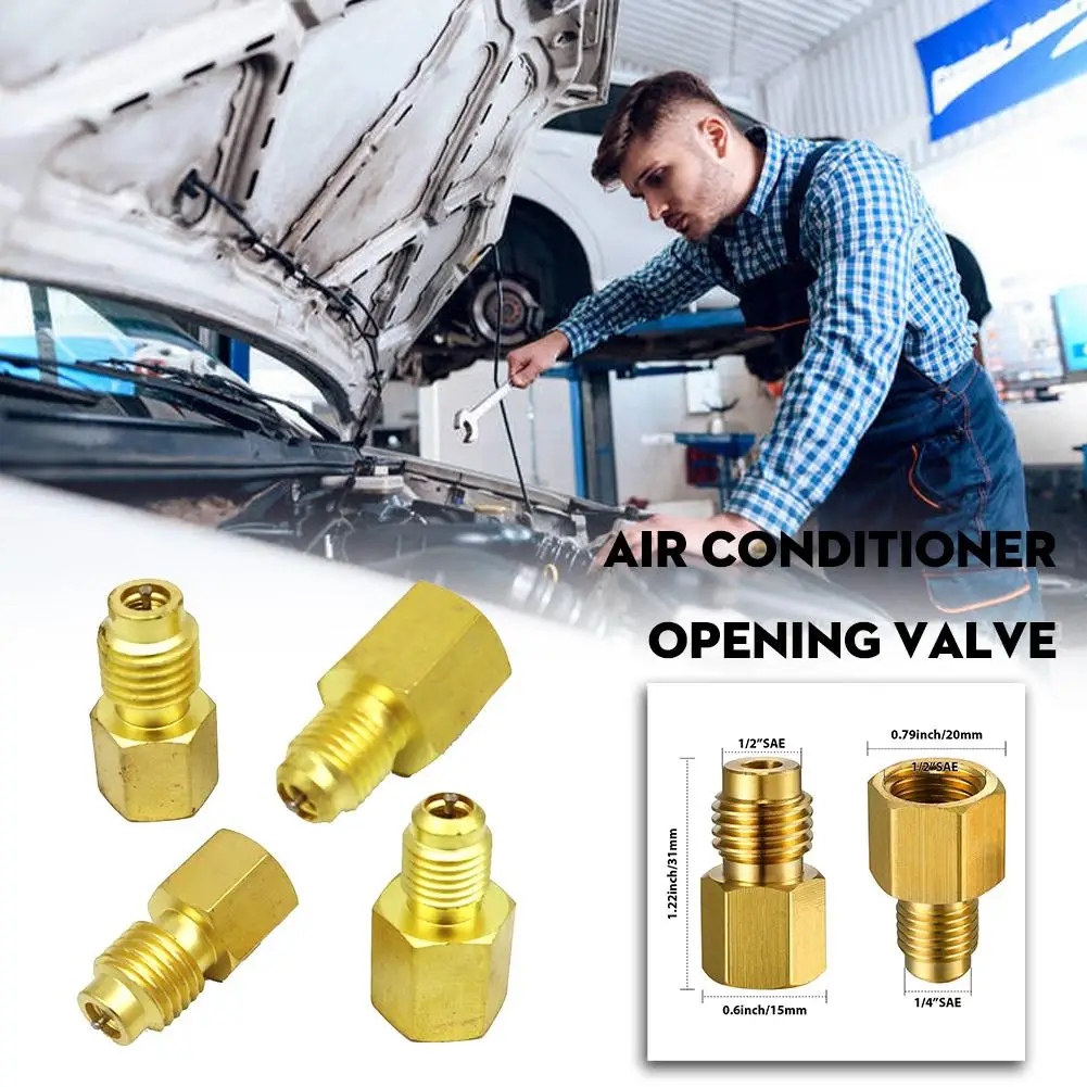 R134A Brass Refrigerant Tank Adapter To R12 Fitting Valve To Flare 1/4 Male Adapter Adaptor Female And Vacuum Core 1/2 Pump S7L8