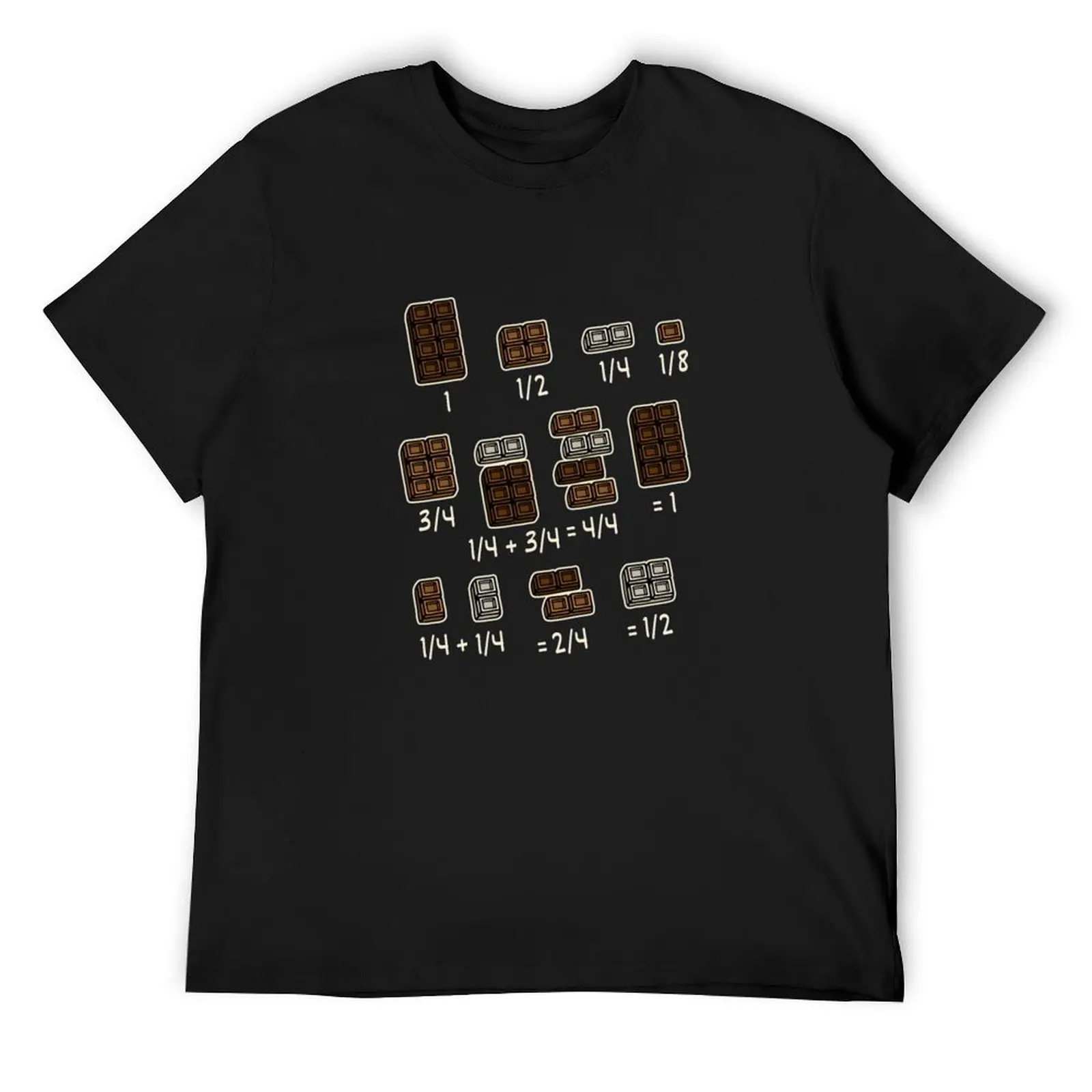 Chocolate Quick Math Fractions Teacher School T-Shirt blacks cheap stuff T-shirts for men cotton