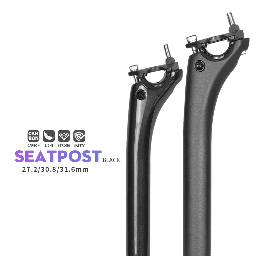 Bike Seatpost Carbon Black Matt Offset 20mm Mtb Bike Canote Carbono 27.2/30.8/31.6 Seat For Bicycle Length 350/400mm