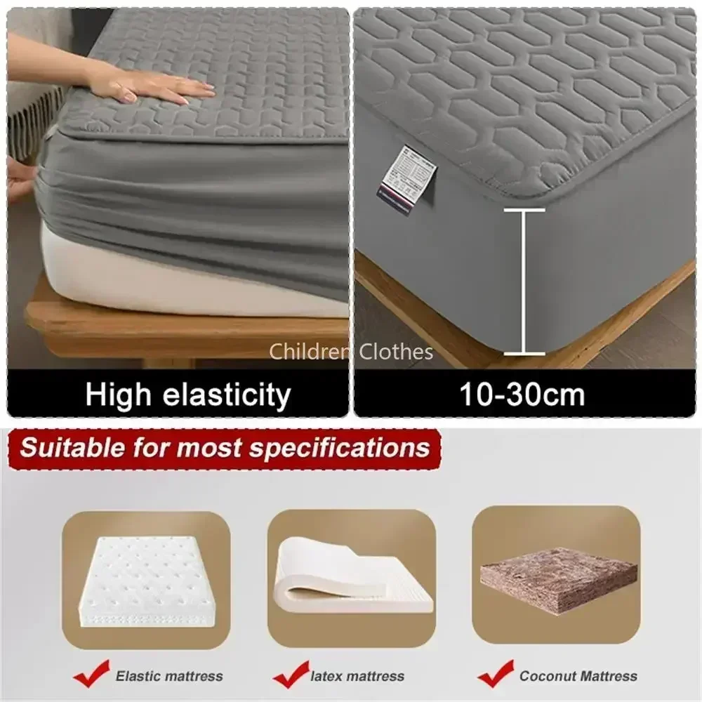 Waterproof Thicken Mattress Pad Protector Skin-Friendly Durable Fitted Sheet Bed Cover Latex Mat Cover 120x200 150x200 180x200