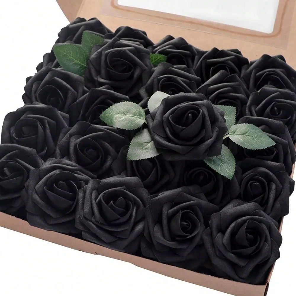 

Artificial Flowers 25pcs Real Looking Dusty Rose Foam Fake Roses With Stems For DIY Wedding Bouquets Bridal Shower Centerpieces