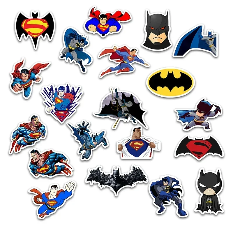 45 unids/set pegatinas de libro mayor Bat-man figuras de Anime Surper-man Material autoadhesivo impermeable libro mayor regalos de cumpleaños para