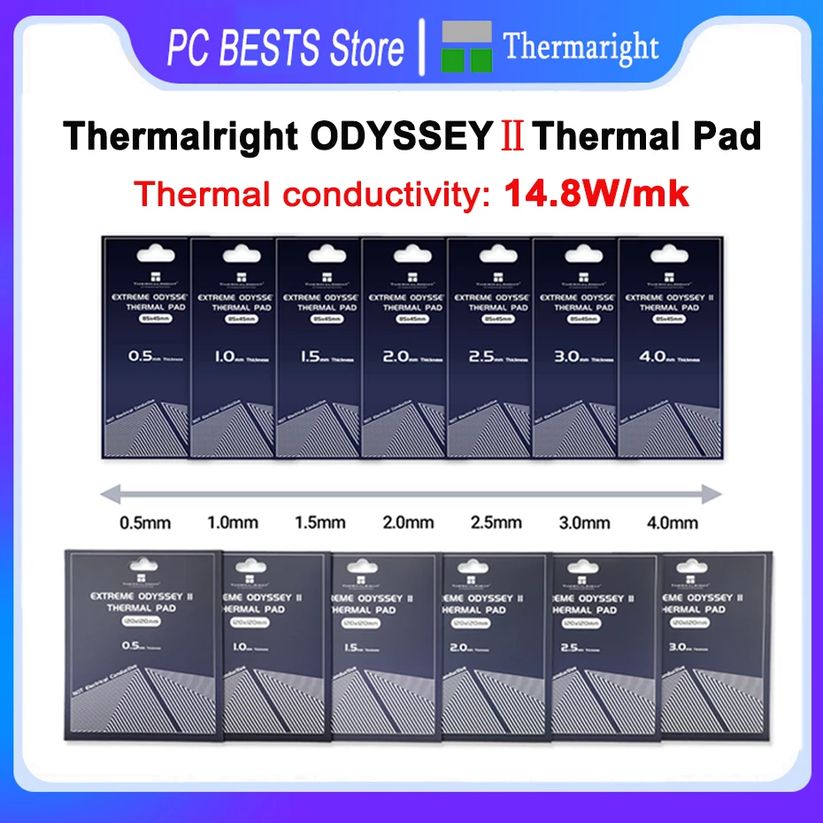 

Thermalright ODYSSEYⅡ 14.8w/mk Thermal Pad Graphics Card Silicone Pad CPU/GPU Motherborad Cooler Heat Dissipation Grease Pad