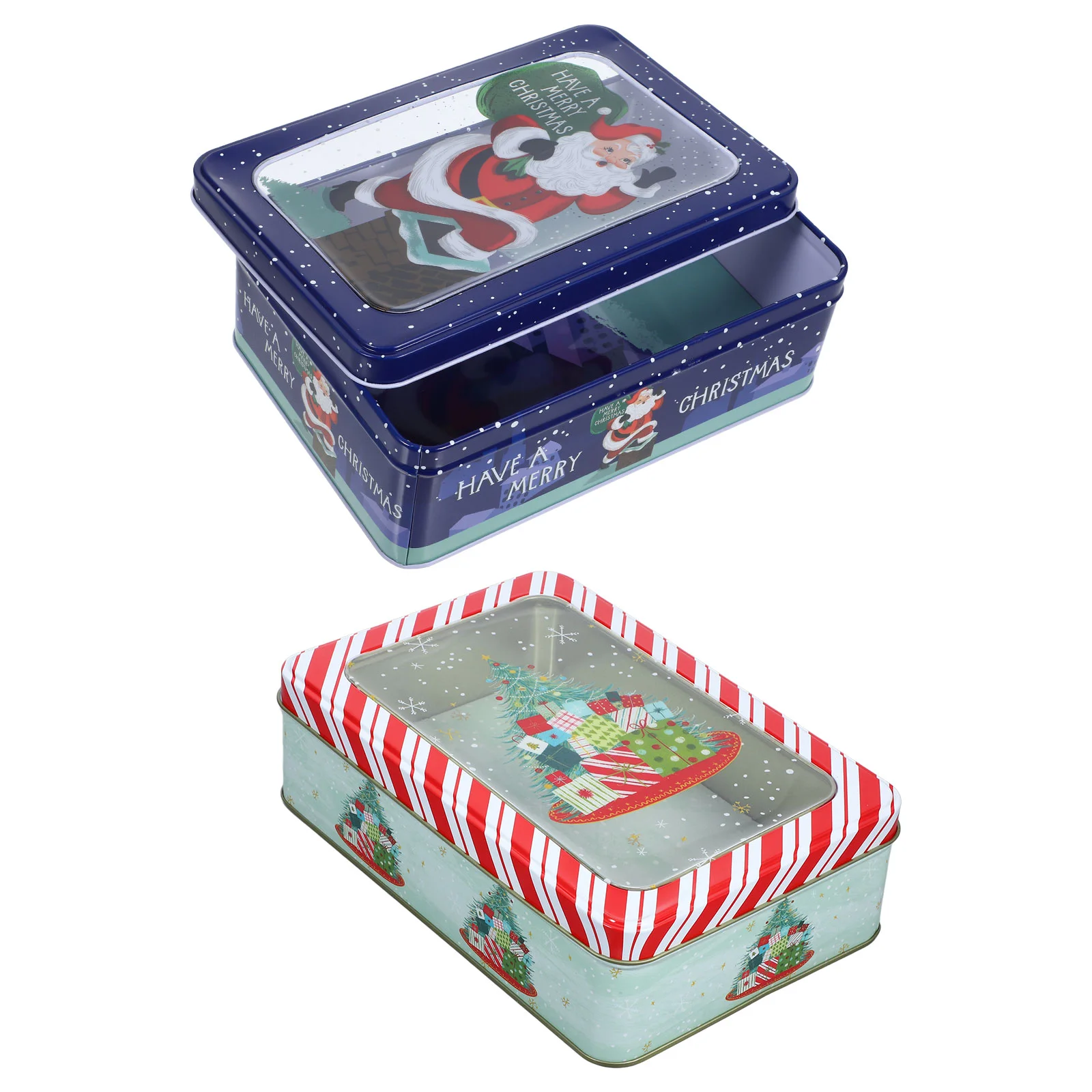 

2 Pcs Tin Box Storage Tea Christmas Snack Container Treat Boxes Candles Holiday Goodies Candy Containers Cookie Tins Holder