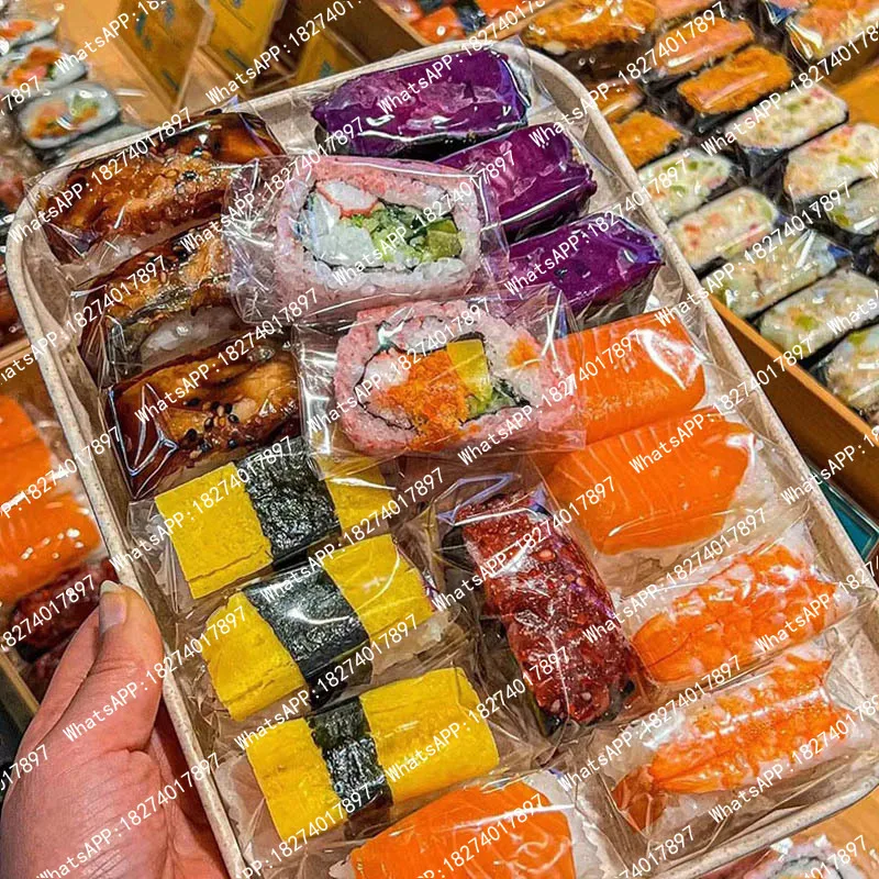 1000 Piezas de Película Plástica Transparente para Sushi, Celofán Transparente, Papel para Envolver Bolas de Arroz, Envoltorio para Alimentos