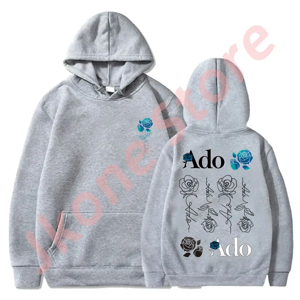 Ado Blue Rose hoodie Wish World Tour Merch pullover Wanita Pria Mode Kasual Logo Sweatshirt