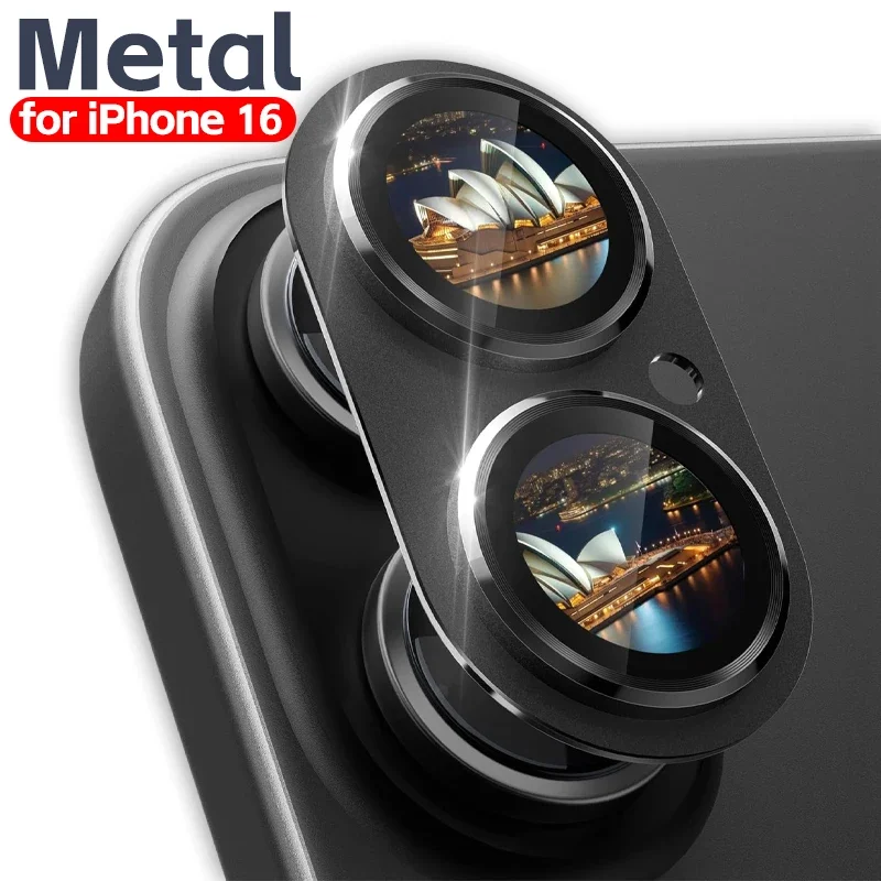 Metal Aluminum Alloy Lens Cover Tempered Glass Camera Protectors for IPhone 16 Pro Max Plus Shatterproof Lens Film for IPhone16