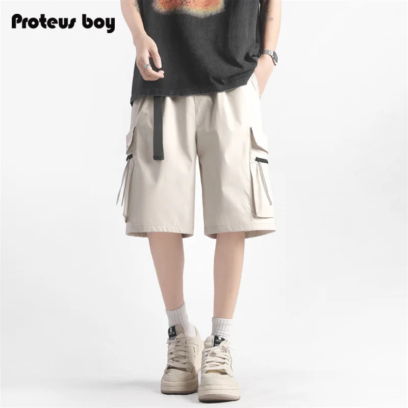 

ProteusBoy Спецодежда в американском стиле ретро для занятий спортом на открытом воздухе, прямой эластичный пояс для ног, повседневная одежда в пять четвертей DK58