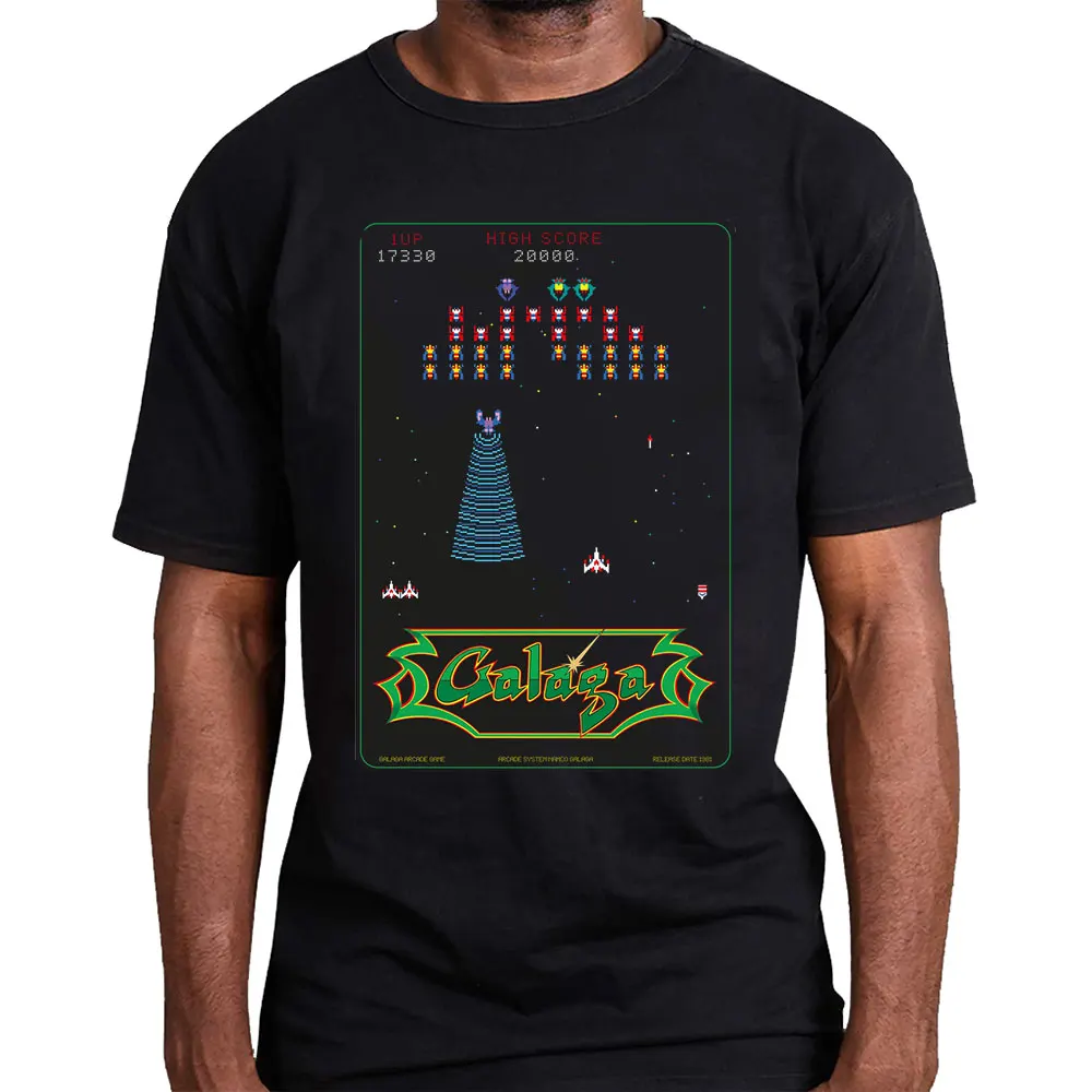 

Galaga Arcade Poster Retro 1981 Gaming Vintage 80s Invader Space Gaming Alien t shirt 100% Cotton Gift Idea Clothes S-6XL Tops