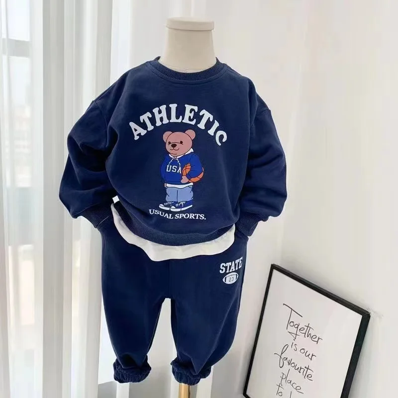 الخريف الأطفال الصبي الملابس مجموعة طفل الفتيات الكرتون المطبوعة بلوزات البلوز بلوزات وسراويل دعوى طويلة الأكمام رياضية #4
